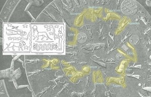 Image of Dendera Zodiac with Temple of Esneh graphic inset